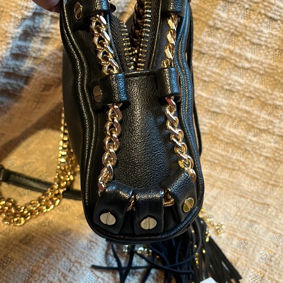 Bebe black leather with a Gold and leather fringe back - Picture 3 of 9